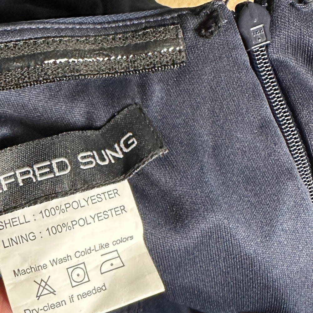 Alfred Sung Midnight Blue Formal Dress Wedding D720 Sz 16L Bridesmaid‎ Navy - Picture 8 of 9